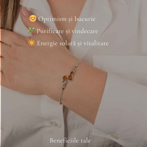 Bratara Argint 925 Catel Teckel cu Chihlimbar Natural – Bucurie si Loialitate [2]