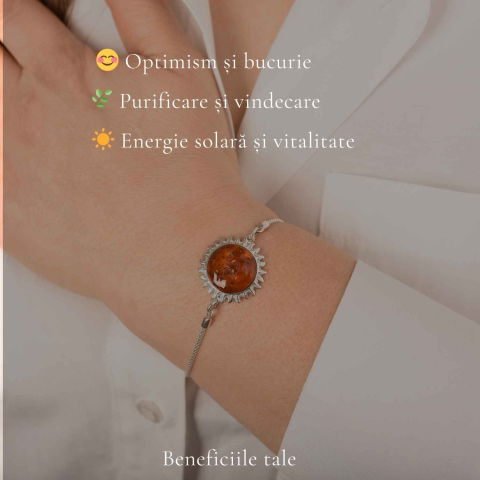 Bratara Argint 925 Soare cu Chihlimbar Natural – Vitalitate si Lumina [2]