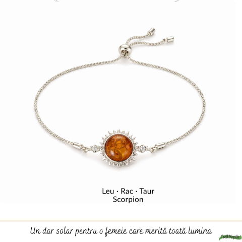 Bratara Argint 925 Soare cu Chihlimbar Natural – Vitalitate si Lumina [4]