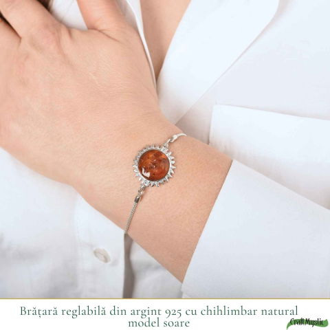 Bratara Argint 925 Soare cu Chihlimbar Natural – Vitalitate si Lumina [1]