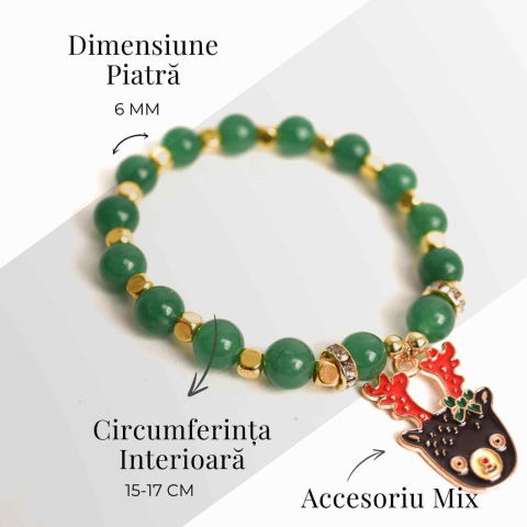 Bratara naturala Aventurin verde cu accesoriu mixt- armonie si noroc [3]