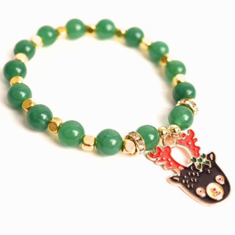 Cristale pe beneficii - Bratara naturala Aventurin verde cu accesoriu mixt- armonie si noroc