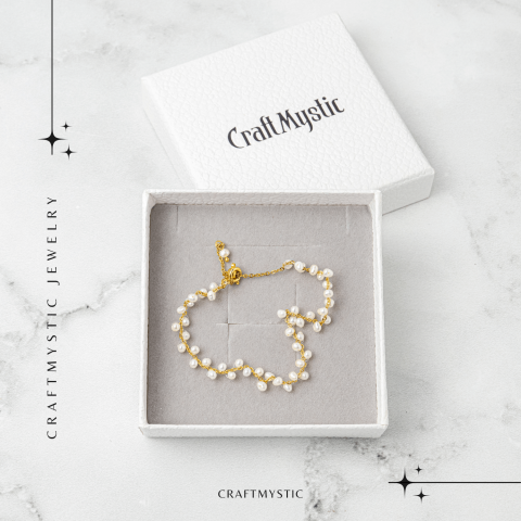 Bratara reglabila din perle de cultura si lant auriu– simbol al feminitatii pure [6]