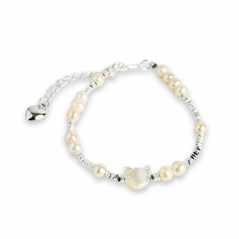 Feminina, fina si cu noroc – Bratara cu perle si pisicuta din scoica [8]