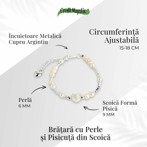 Feminina, fina si cu noroc – Bratara cu perle si pisicuta din scoica [2]