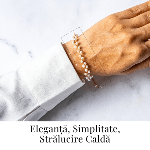 Bratara reglabila din perle de cultura si lant auriu– simbol al feminitatii pure [1]