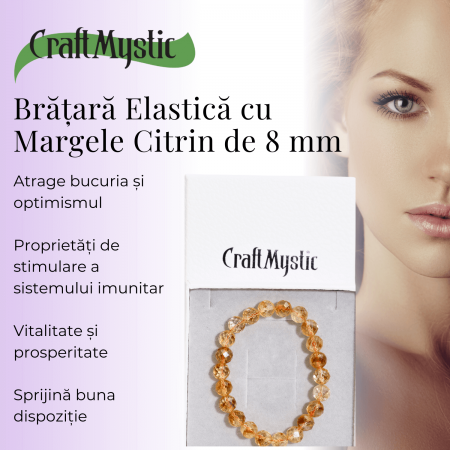 Bratara Elastica Radianta cu Citrin Fatetat de 8mm - Luminozitate si Abundenta [8]