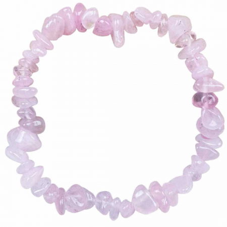 Bratara din cuart roz cu cristale cioplite in forma de chips-uri - Pietre naturale autentice cuart roz - Bratara elastica din cuart roz