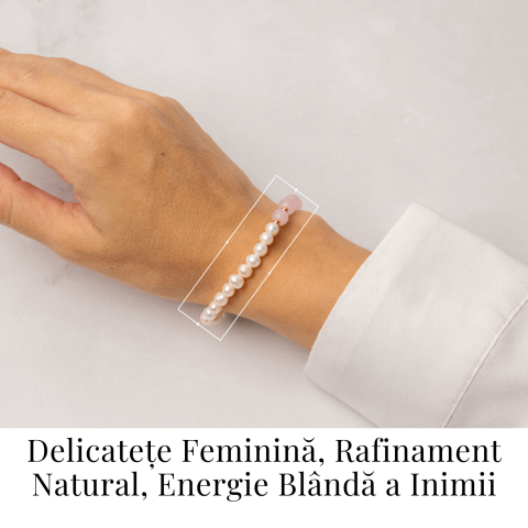 Bratara Cuart Roz si Perle Naturale – Iubire Blânda, Feminitate si Armonie Delicata [1]