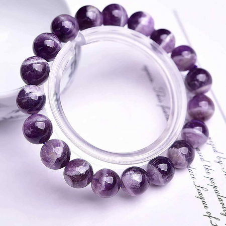 Bratara cu cristale 8mm semipretioase naturale Ametist - Pentru Femei si Barbati, Noroc, Echilibru, Reducerea Anxietatii [6]