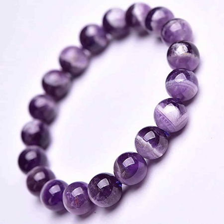Bratara cu cristale 8mm semipretioase naturale Ametist - Pentru Femei si Barbati, Noroc, Echilibru, Reducerea Anxietatii [3]