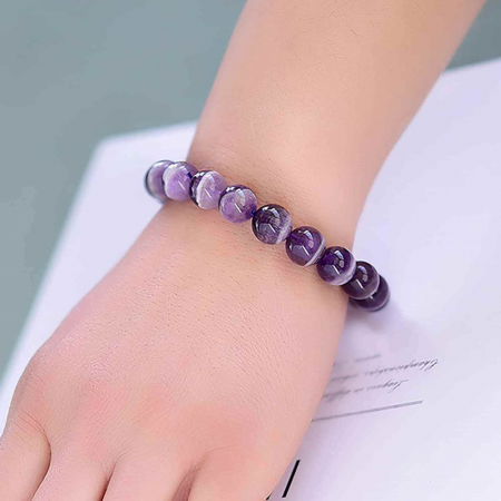 Bratara cu cristale 8mm semipretioase naturale Ametist - Pentru Femei si Barbati, Noroc, Echilibru, Reducerea Anxietatii [1]