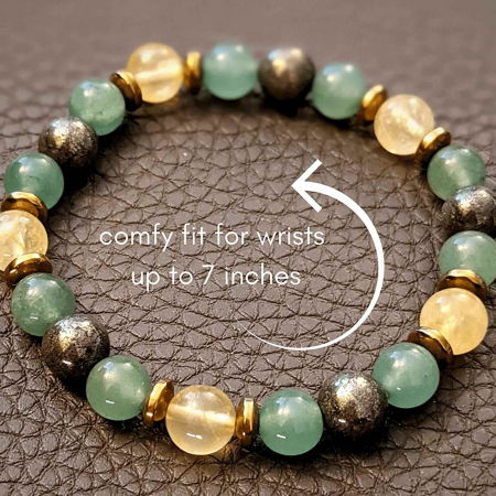 Bratara cu cristale naturale de citrin, pirita si verde aventurin de 8 mm - Bratara feng shui pentru meditatie, noroc, prosperitate [1]