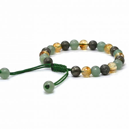 Bratara ajustabila cu margele din pietre naturale de citrin, pirita si verde aventurin de 8 mm - Bratara pentru Atragerea Bogatiei si Succesului [1]