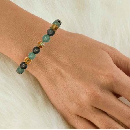 Bratara ajustabila cu margele din pietre naturale de citrin, pirita si verde aventurin de 8 mm - Bratara pentru Atragerea Bogatiei si Succesului [5]