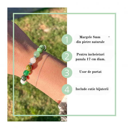 Bratara elastica "fertilitate" din cristale naturale vindecatoare cu margele de 8 mm - Potrivire elastica pentru majoritatea incheieturilor [1]