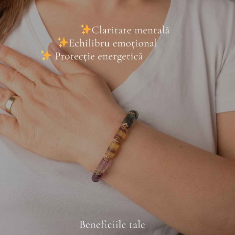 Bratara cu Fluorit Multicolor Natural – Claritate Mentala si Armonie [2]