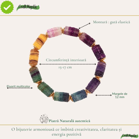 Bratara cu Fluorit Multicolor Natural – Claritate Mentala si Armonie [3]
