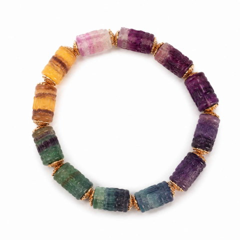 Pesti - Bratara cu Fluorit Multicolor Natural – Claritate Mentala si Armonie