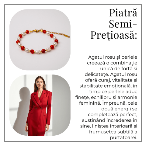 Bratara Agat Rosu si Perle Naturale – Energie, Eleganta si Armonie Feminina [5]