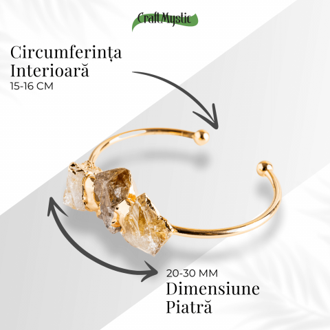 Bratara Aurie cu Triplu Citrin Brut – Energie Pozitiva & Prosperitate [3]