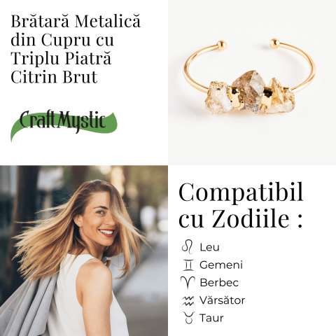 Bratara Aurie cu Triplu Citrin Brut – Energie Pozitiva & Prosperitate [4]