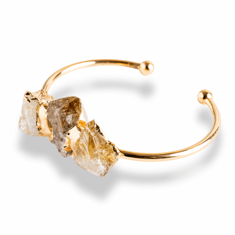 Fecioara - Bratara Aurie cu Triplu Citrin Brut – Energie Pozitiva & Prosperitate