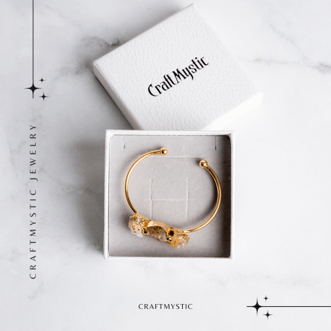 Bratara Aurie cu Triplu Citrin Brut – Energie Pozitiva & Prosperitate [7]