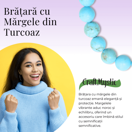 Bratara cu Margele 8mm din Turcoaz Magnesite Natural Tratat Termic [7]