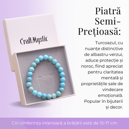 Bratara cu Margele 8mm din Turcoaz Magnesite Natural Tratat Termic [3]