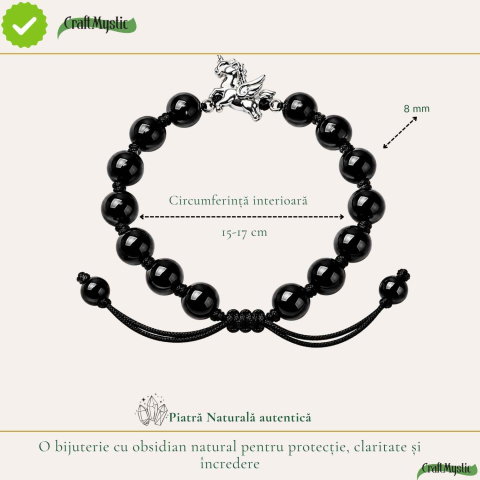 Bratara cu Obsidian Natural si Calut – Protectie, Curaj si Libertate [3]