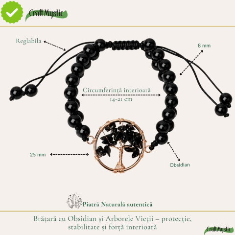 Bratara cu Obsidian si Arborele Vietii – Protectie, Stabilitate si Forta Interioara [3]