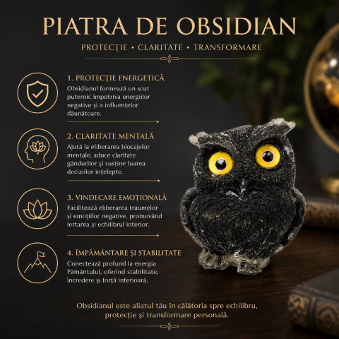 Bufnita din Obsidian Natural – Protectie, Claritate si Intelepciune [5]