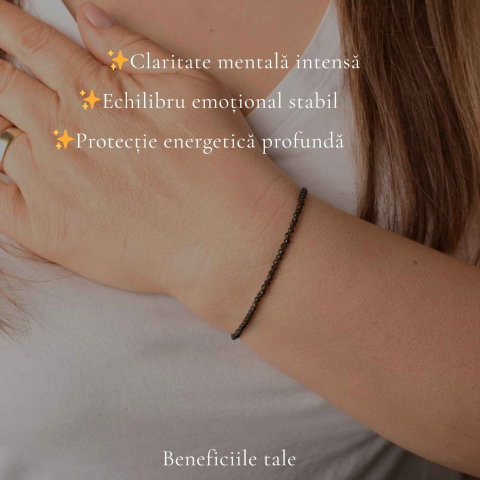 Bratara eleganta cu Obsidian Natural Fatetat 2 mm – Protectie si Echilibru Interior [2]