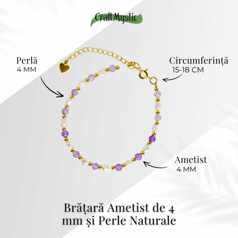Bratara spirituala cu ametist 4mm si perle – Rafinament purtat zilnic [3]