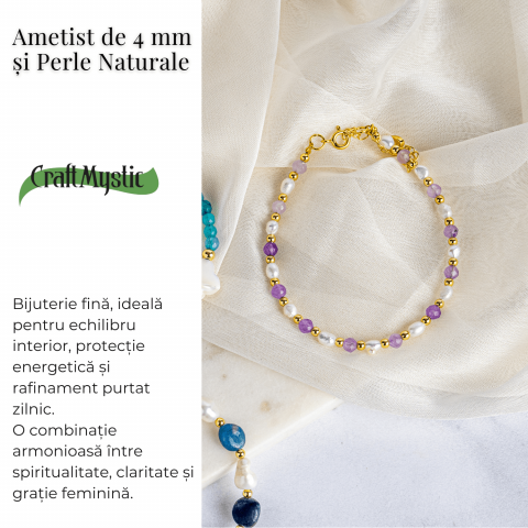 Bratara spirituala cu ametist 4mm si perle – Rafinament purtat zilnic [2]