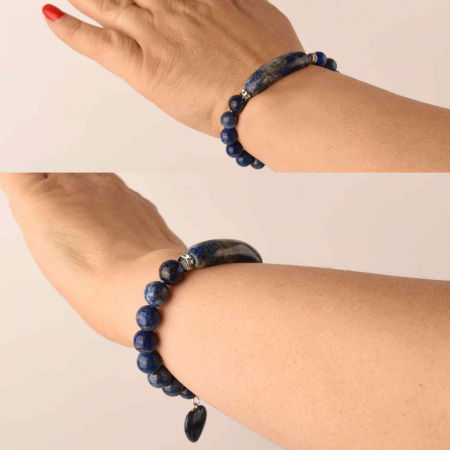 Bratara cu pietre semipretioase margele 8mm ochi de Lapis Lazuli: Calmarea stresului si a anxietatii [4]