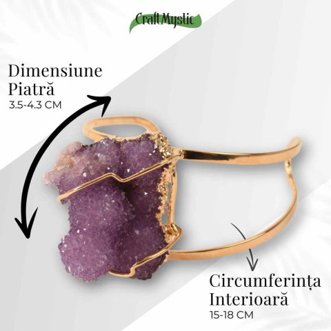 Bratara Aurie cu Ametist Natural Brut – Calm Interior si Claritate Mentala [3]