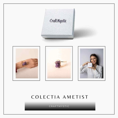 Bratara Aurie cu Ametist Natural Brut – Calm Interior si Claritate Mentala [5]