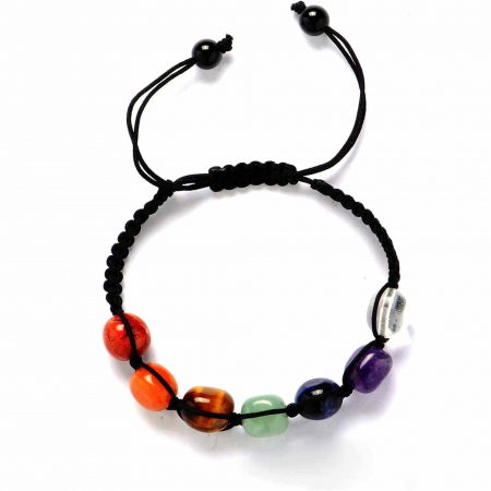 Bratara din pietre naturale semipretioase polisate 7 chakre cu impletitura manuala - Vindecare Reiki, energie pozitiva [5]