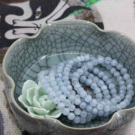 Bratara din cristal natural acvamarin pentru barbati si femei -  Bratara elastica cu margele de 6mm acvamarin natural Aduce noroc Cadouri pentru ziua mamei [3]