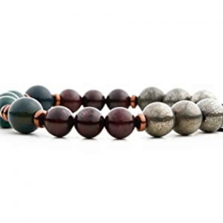 Bratara de cristal cu margele 8mm cu malachit, pirit, piatra de sange si piatra de granat - Bratari spirituale si chakre pentru femei si barbati pentru noroc si noroc [2]