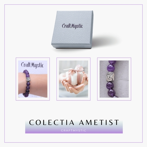 Bratara Reiki Ametist Natural 8mm cu Accesoriu Buddha [4]