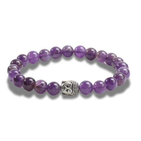 Bratara Reiki Ametist Natural 8mm cu Accesoriu Buddha [8]