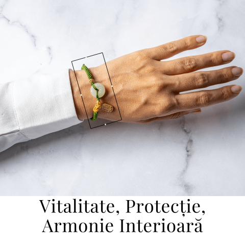 Bratara impletita cu Nefrit Hetian Natural si snur verde – Vitalitate si Protectie [1]