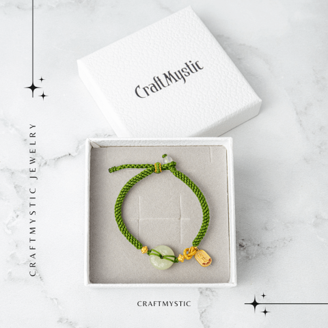 Bratara impletita cu Nefrit Hetian Natural si snur verde – Vitalitate si Protectie [6]