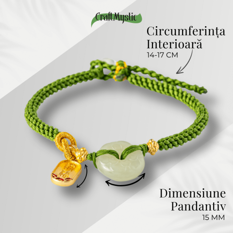 Bratara impletita cu Nefrit Hetian Natural si snur verde – Vitalitate si Protectie [3]