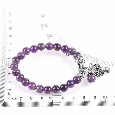Bratara din pietre semipretioase 8mm Ametist- Pandativ cu Arborele vietii [3]