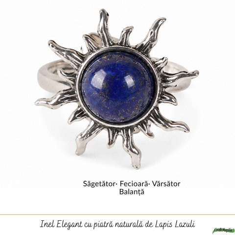 Inel cu Lapis Lazuli Natural in Forma de Soare – Intelepciune si Comunicare Autentica [4]