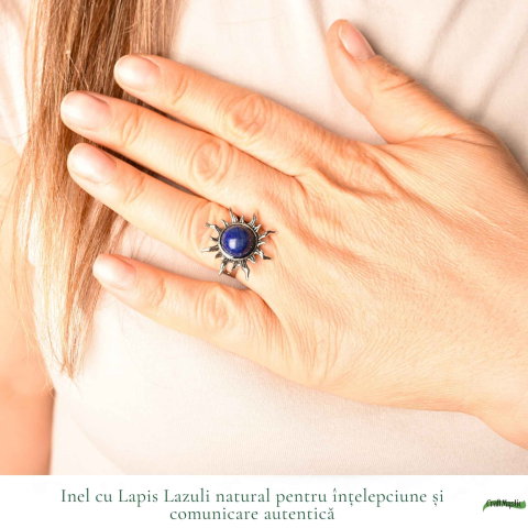 Inel cu Lapis Lazuli Natural in Forma de Soare – Intelepciune si Comunicare Autentica [1]